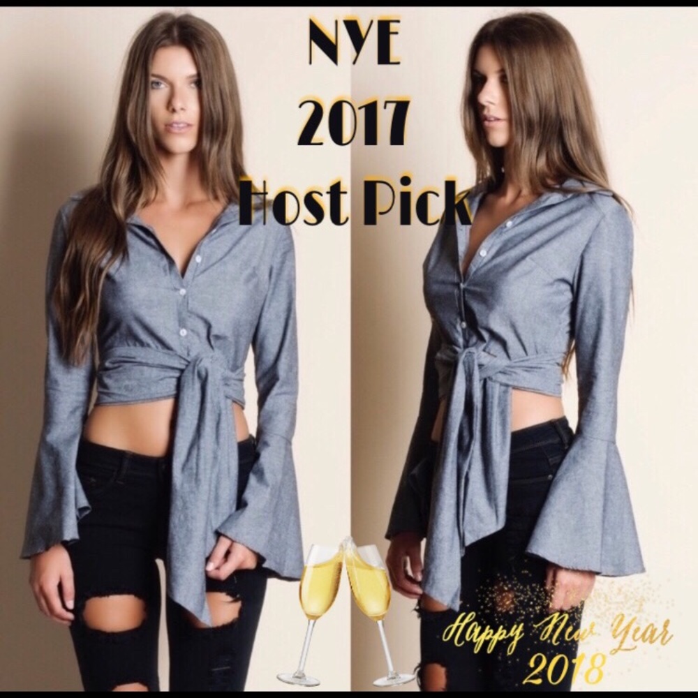 Button Down Bell Sleeve Top